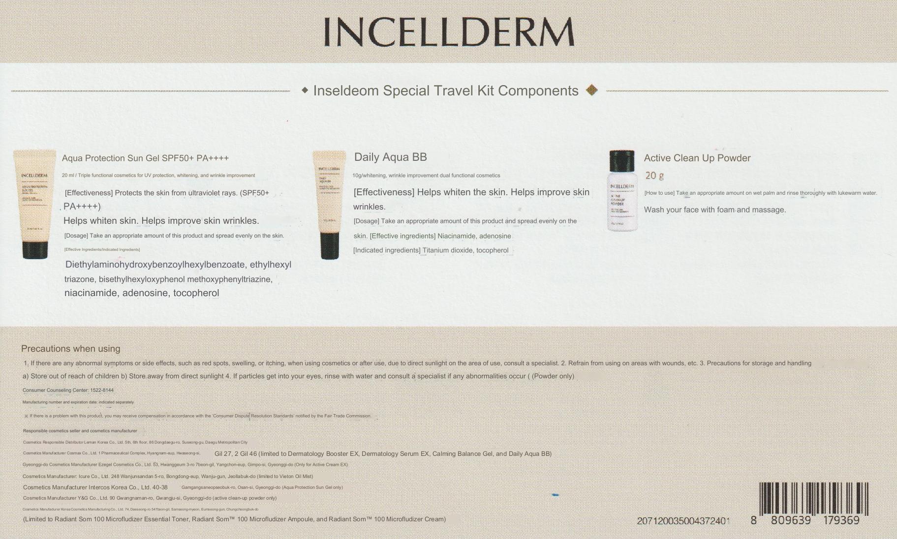 Incellderm Korea Mini TSA -approved Travel size 11pcs