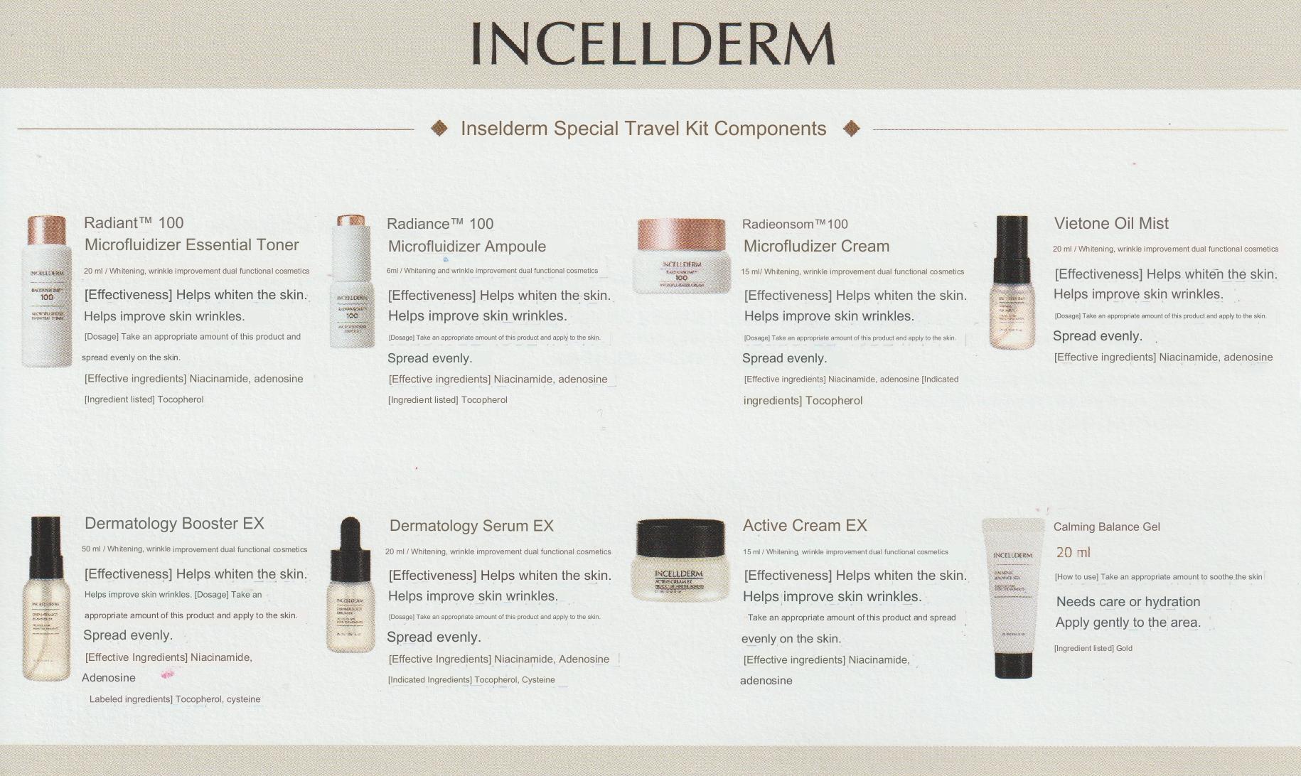 Incellderm Korea Mini TSA -approved Travel size 11pcs