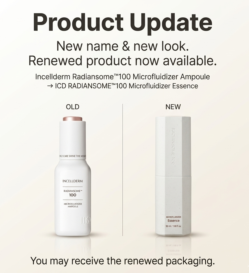 Formerly Incellderm Radiansome 100 Microfluidizer Ampoule renewed packaging