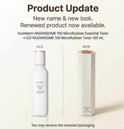 Formerly Incellderm RADIANSOME 100 Microfluidizer Essential Toner renewed packaging